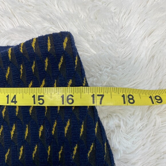 Anthropologie Maeve Hannon Navy Yellow Textured Pencil Skirt Size 12 - Picture 6 of 7